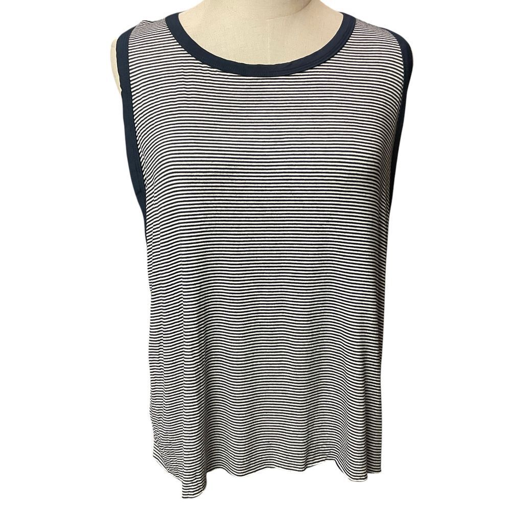 Treasure & Bond Striped Sleeveless Tank Top Navy White‎ Nautical Size L NEW